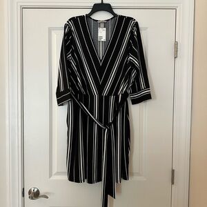 NWT H&M Black Dress with White Pinstripes